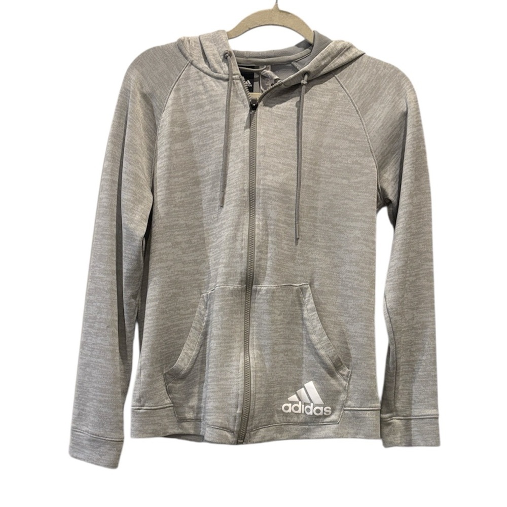 Adidas Women’s Light Gray Zip-Up Hoodie Small